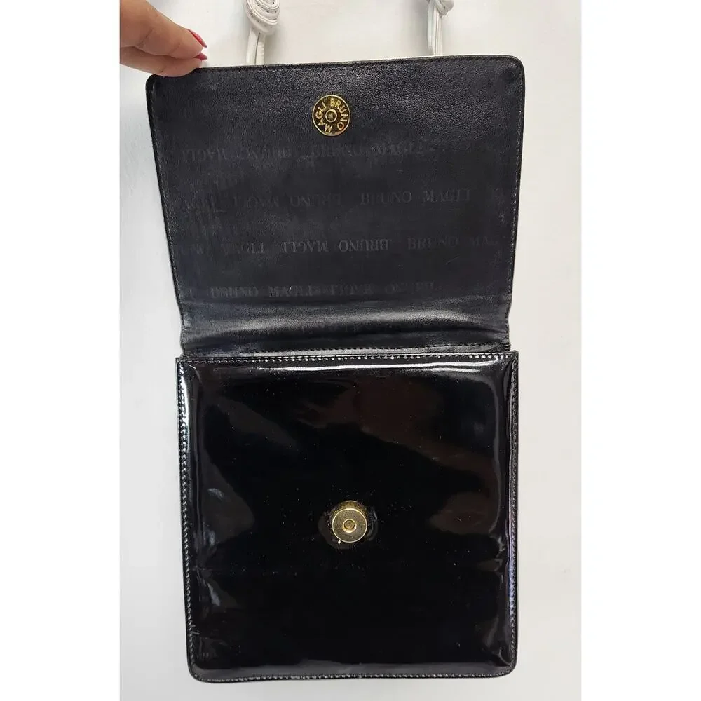 Vintage Bruno Magli Black & White Leather Crossbody Shoulder Bag